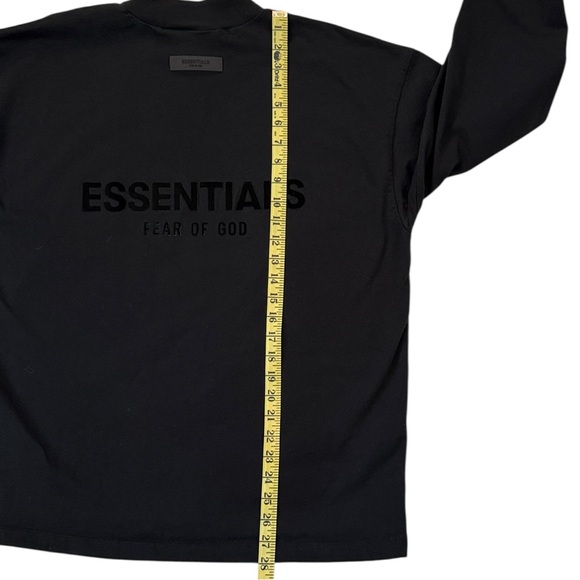 Fear of God Essentials Black Long Sleeve Moc-Neck T-Shirt Cotton Oversized Small - Picture 10 of 15